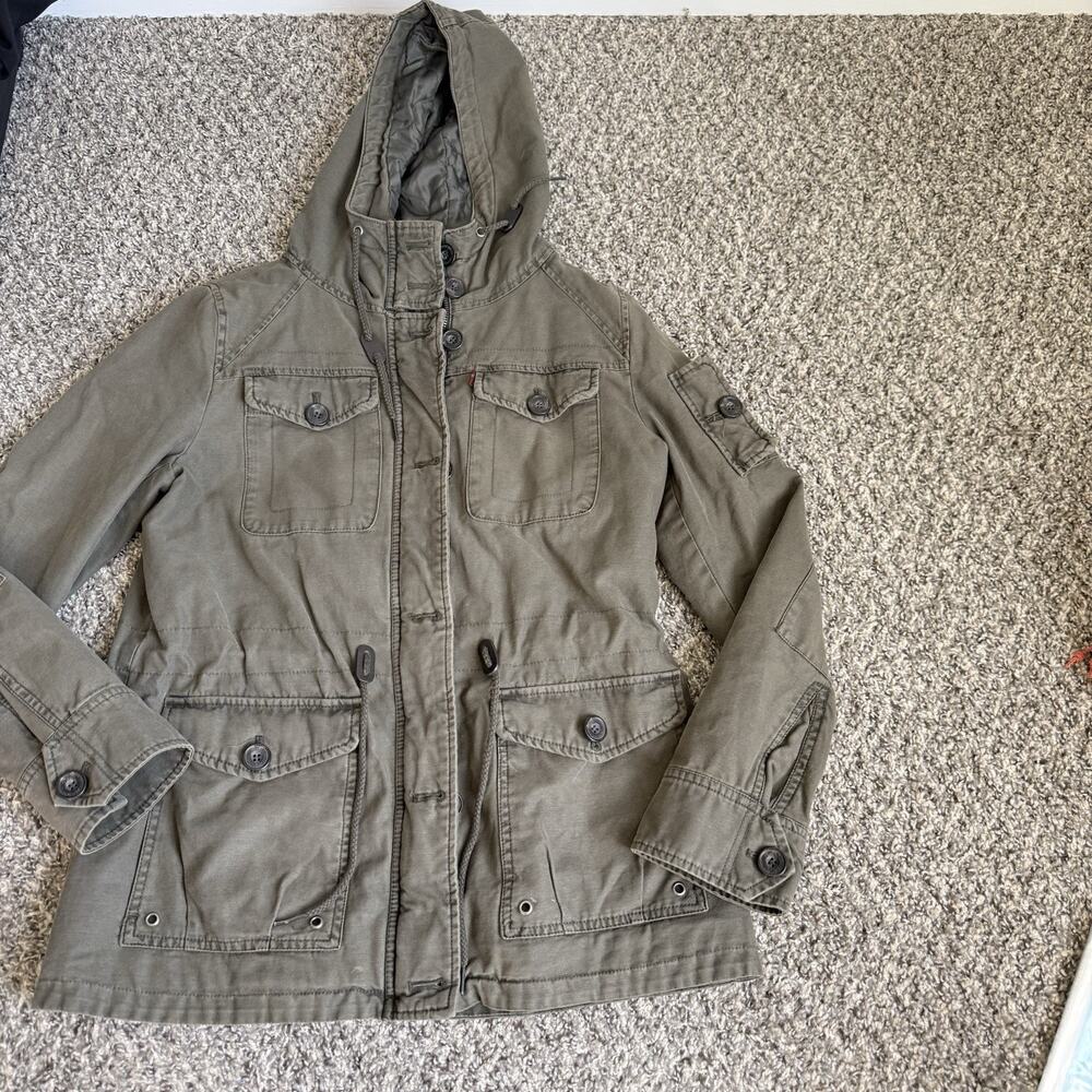 Levi Strauss & Comp Riveted Utility Womens Sz L Jacket Workwear Quilted Green
